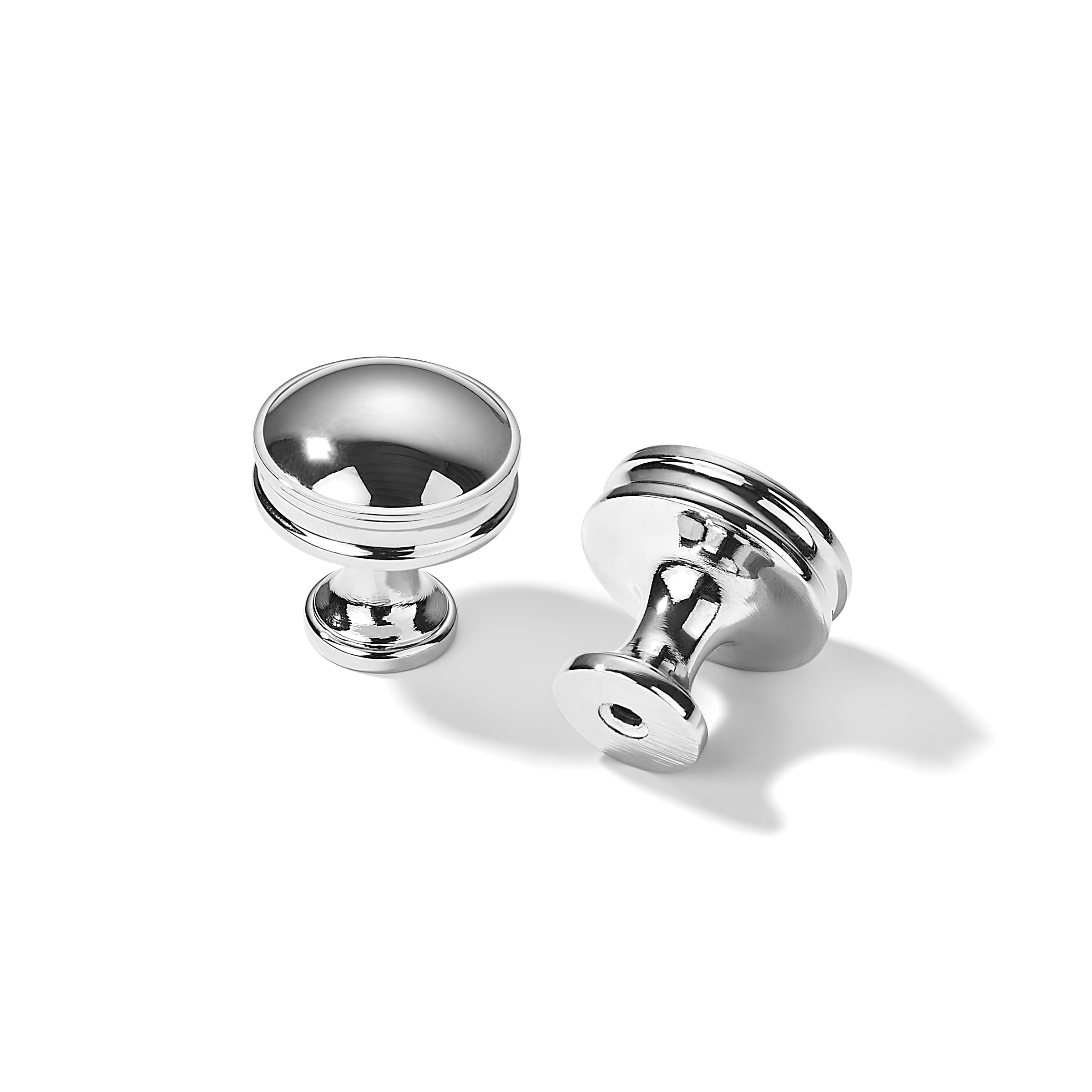 Boutons d'armoire de cuisine ronds en zinc poli 3,8 cm - Poignées de tiroir de commode