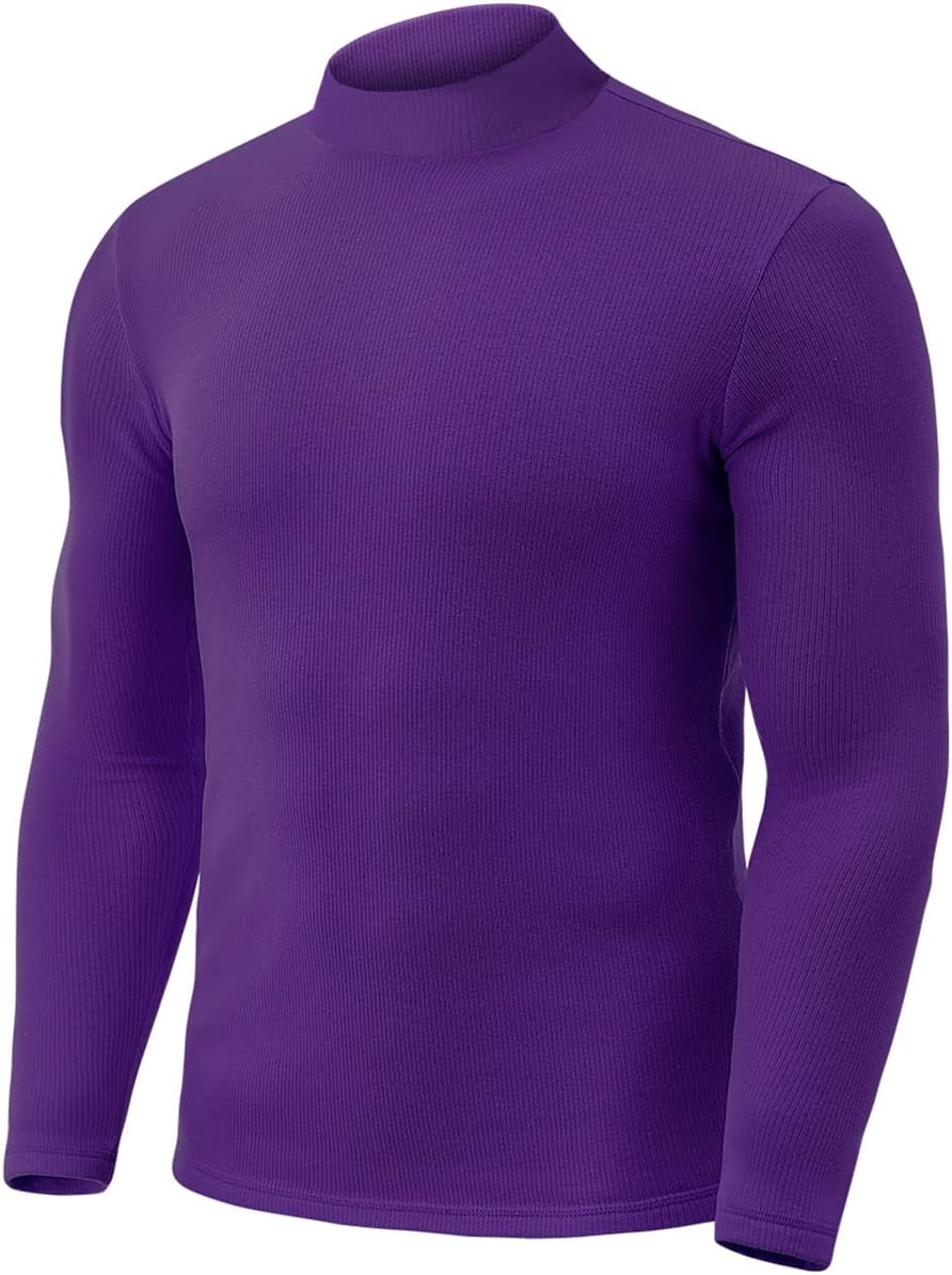 Zengjo Mens Mock Turtleneck Long Sleeve Shirts Thermal Baselayer Top - Image 5