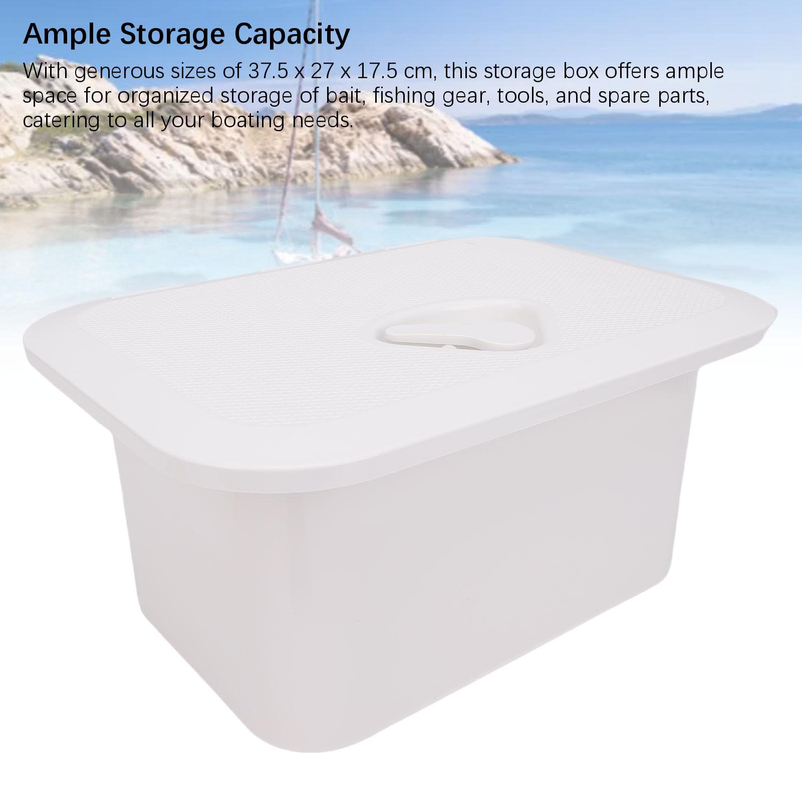 Generic Caja Compacta Impermeable de ABS para Almacenamiento de Barcos, Herramientas para Aparejos de Pesca, Barcos, Color Blanco, 37,5x27x17,5cm