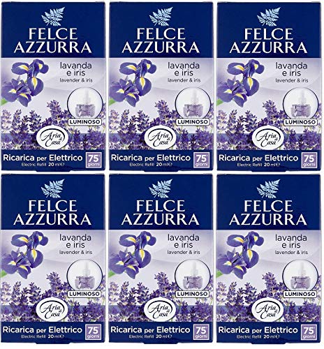 6x Felce Azzurra Aria Casa Lavendel & Iris refil Raumerfrischer raumluft 20ml