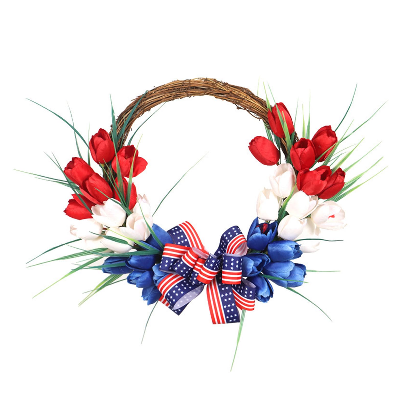Jazuaiao Flowers Wreath for Front Door, Artificial Spring Wreath for Door Farmhouse Outdoor Garden Wedding Independence Day Artificial
