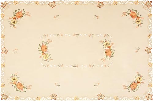 Miniatura 7 de Simhomsen Mantel grande bordado de otoño con calabazas para Acción de Gracias (redondo de 90 pulgadas)