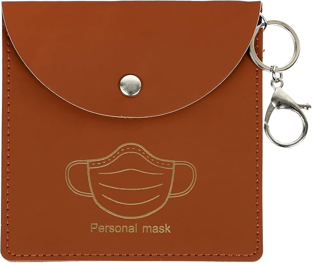 Mask Storage Case Leather Bag, Portable Mask Holder Organizer for Face Masks, Dustproof, Safe, Light (Brown)