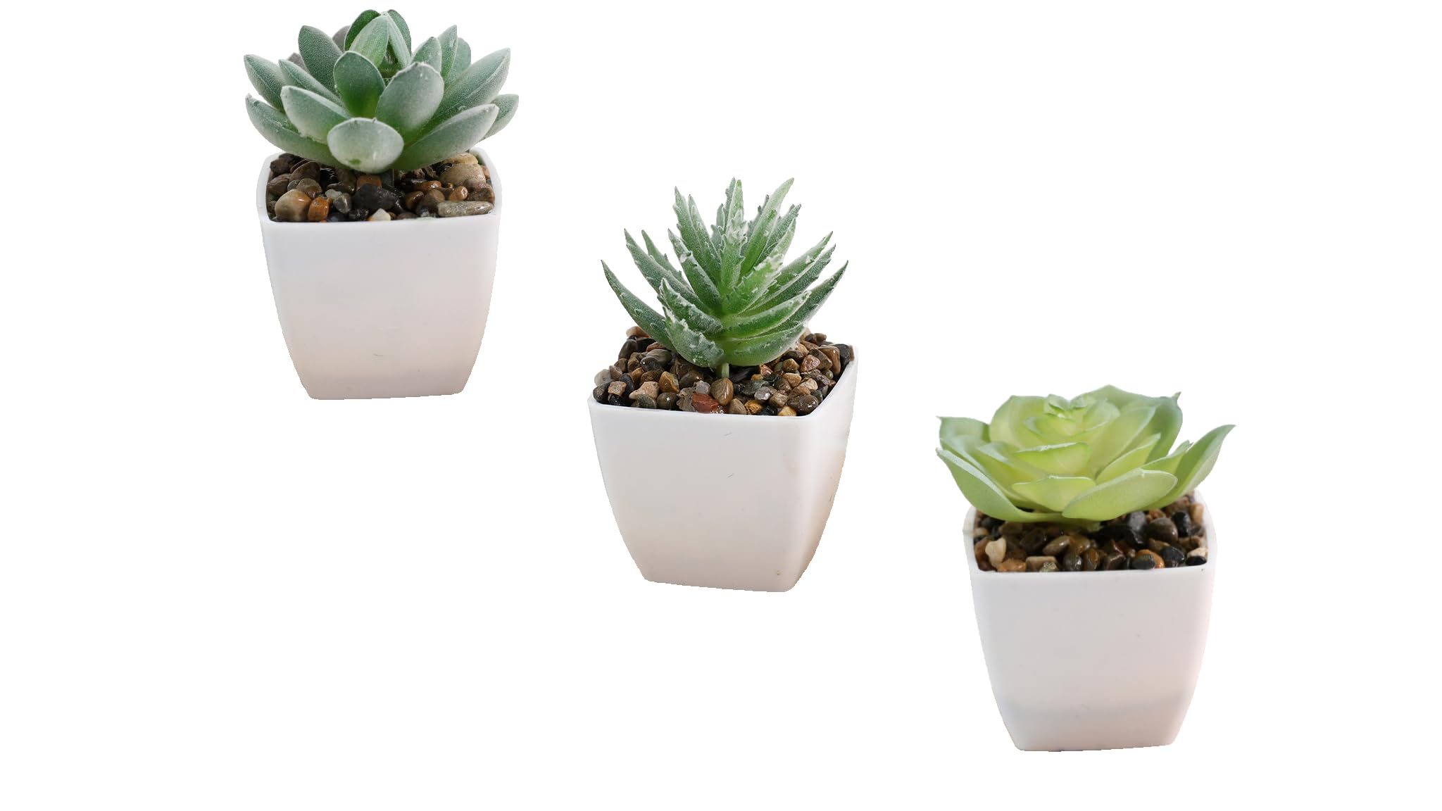 YRJ Mini Artificial Succulent Plants, 3 Pcs Vivid Assorted Small Artificial Plants For Home Decor With Ceramic Pots, Fake Plants For Office Desk/Living Room/Kitchen Decoration