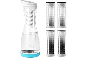 Glass Water Filter Pitcher with FACHIOO Certified 3-Carbon Block Filter for 211...