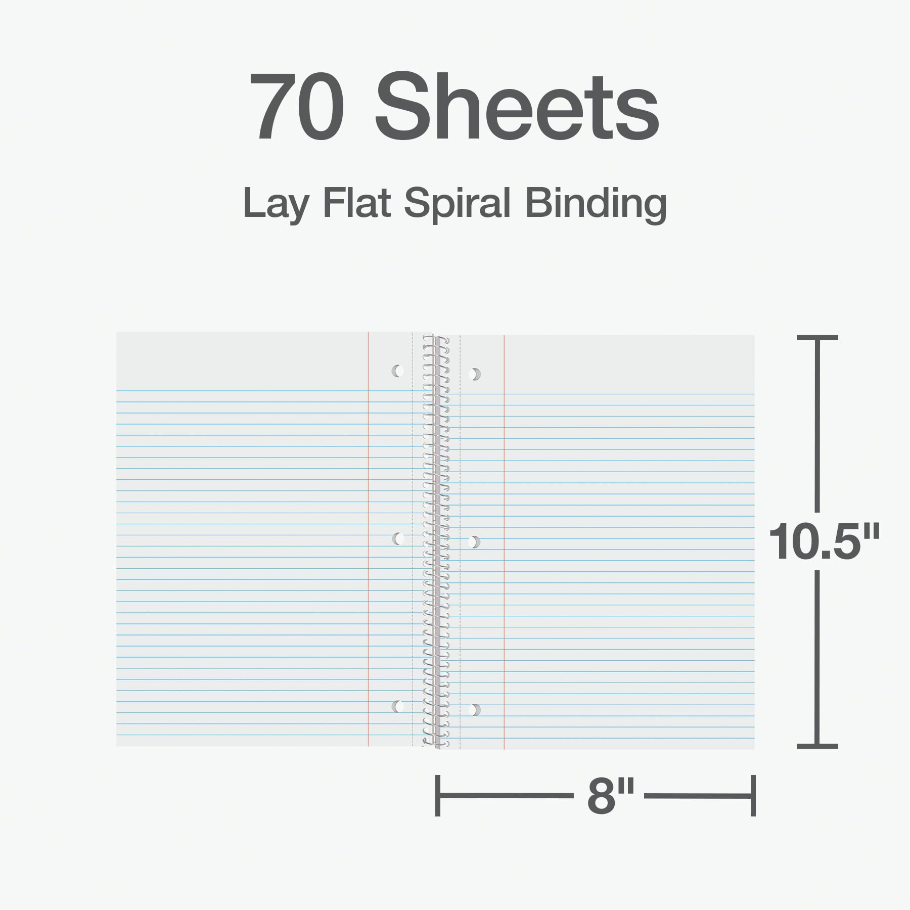 Oxford Cuaderno espiral de 12 unidades, 1 materia, papel rayado universitario, 8 x 10-1/2 pulgadas, cubiertas negras, 70 hojas perforadas (63744)