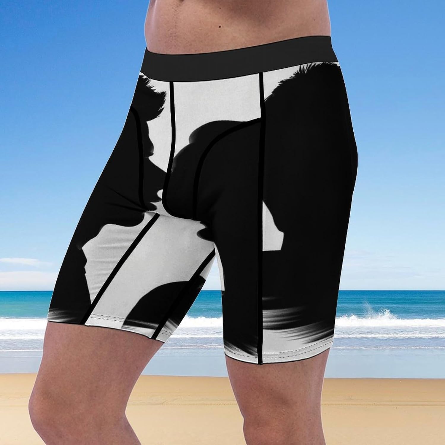 Couple Face Silhouette Compression Shorts Men Spandex Sport Shorts Workout Performance Baselayer Underwear