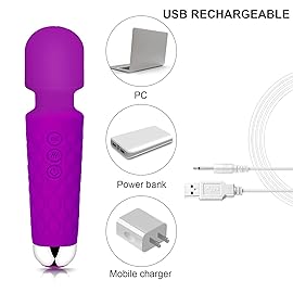 KINGWAND Handheld Personal Mini Massager - Waterproof, USB Rechargeable, 10 Vibration - Perfect on Back Legs Hand Pains and Sports Recovery(Light Purple)