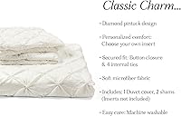 Vista 6 de Lush Decor Ravello - Juego de funda de edredón con textura de 3 piezas de lujo, decoración tradicional de dormitorio inspirada en glamour y granja