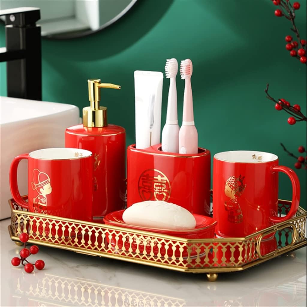 Toothbrush Set Couple Home Bathroom Mouthwash Cup Newly Married Bathroom Wash Set Ceramic
