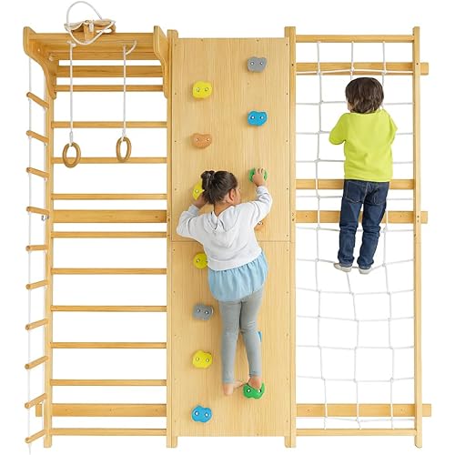 Avenlur Walnut 9-in-1 Swedish Ladder Wall Gym Set