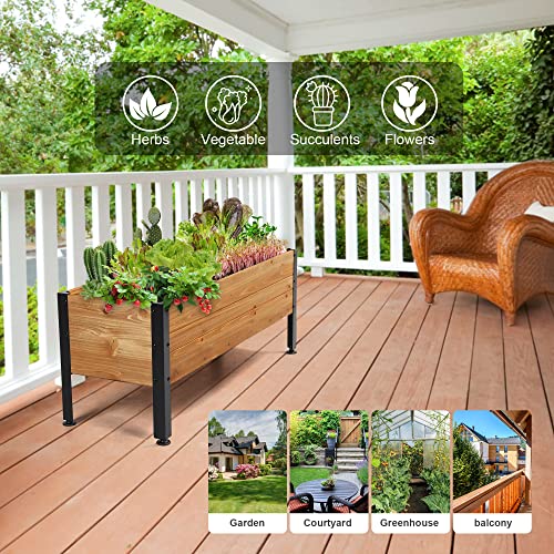 Oiprtgfj Wood Rectangular Garden Planter Box Raised Bed Outdoor,Planters For Outdoor Plants 37X13X15In Elevated Herbs Vegetables Flowers Great Patio Deck Balcony thumb #3