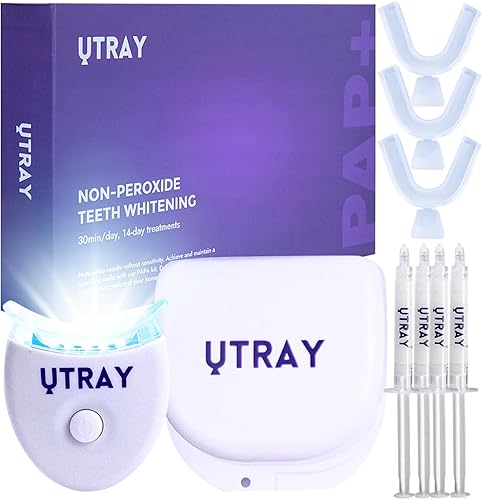 UTRAY Kit de blanqueamiento de dientes, bandejas blanqueadoras de dientes sin peróxido, kits de blanqueamiento dental para dientes sensibles - 4