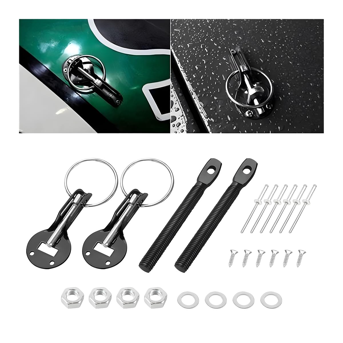 Estink Kit Clip di Blocco del Cofano Universale, Lega di Alluminio 22 mm Sgancio Rapido per Auto 2 Pezzi Estink Kit Clip di Blocco del Cofano Universale, Lega di Alluminio 22 mm Sgancio Rapido per Auto 2 Pezzi