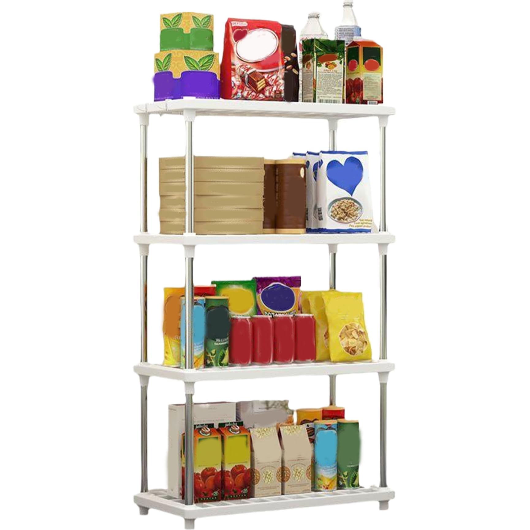 Étagère de cuisine amovible meuble de rangement debout petit espace 4 niveaux minimaliste