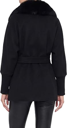 Fabric Jacket with Detachable Shearling Lamb Collar