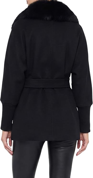 Fabric Jacket with Detachable Shearling Lamb Collar