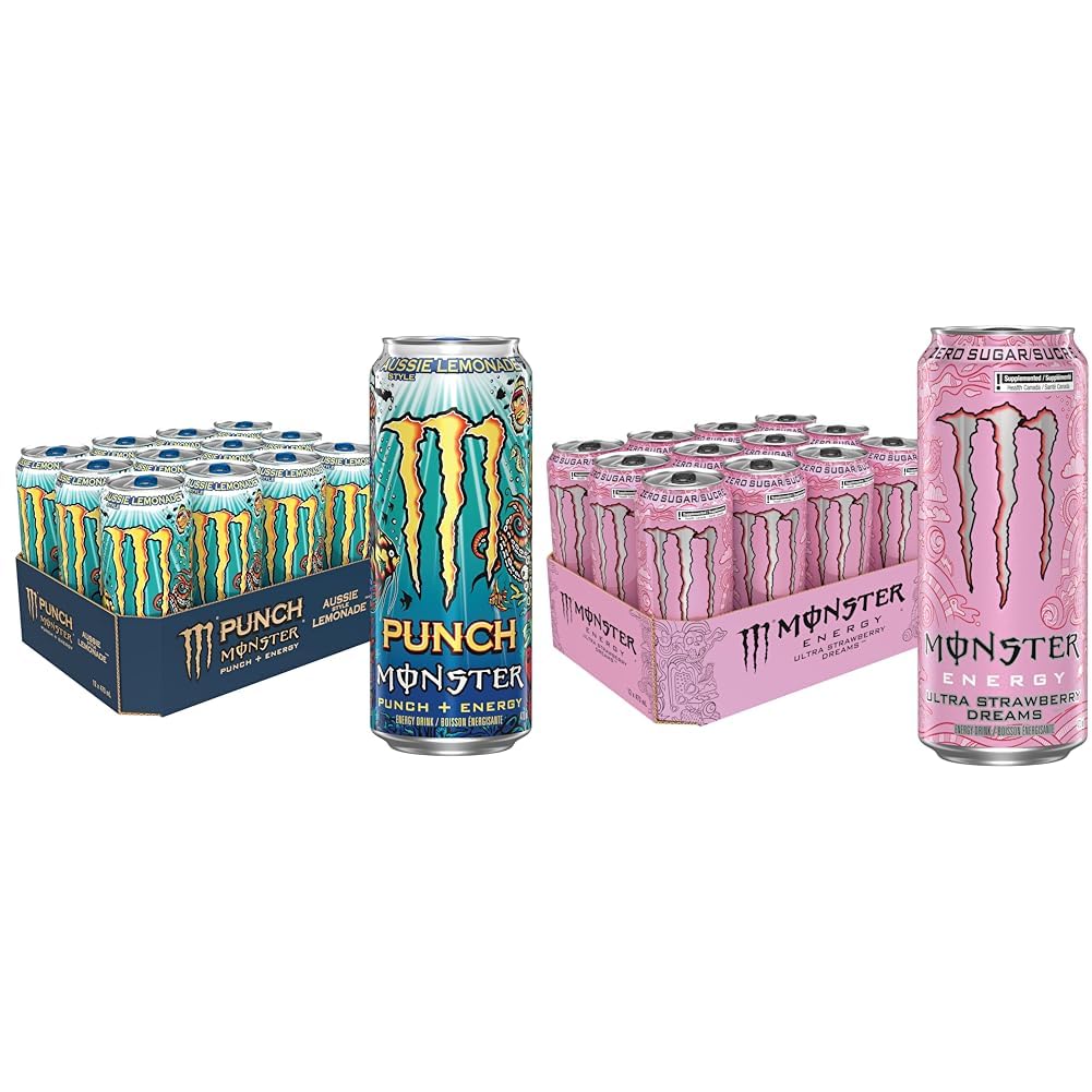 Monster Energy Punch, Aussie Style Lemonade, 473mL Cans, Pack of