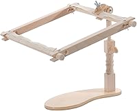 Elbesee Versatile Wooden Seat Frame for Embroidery Hoops - Adjustable Height & Angle, Hands-Free Clamp, Brown 34x30x22cm