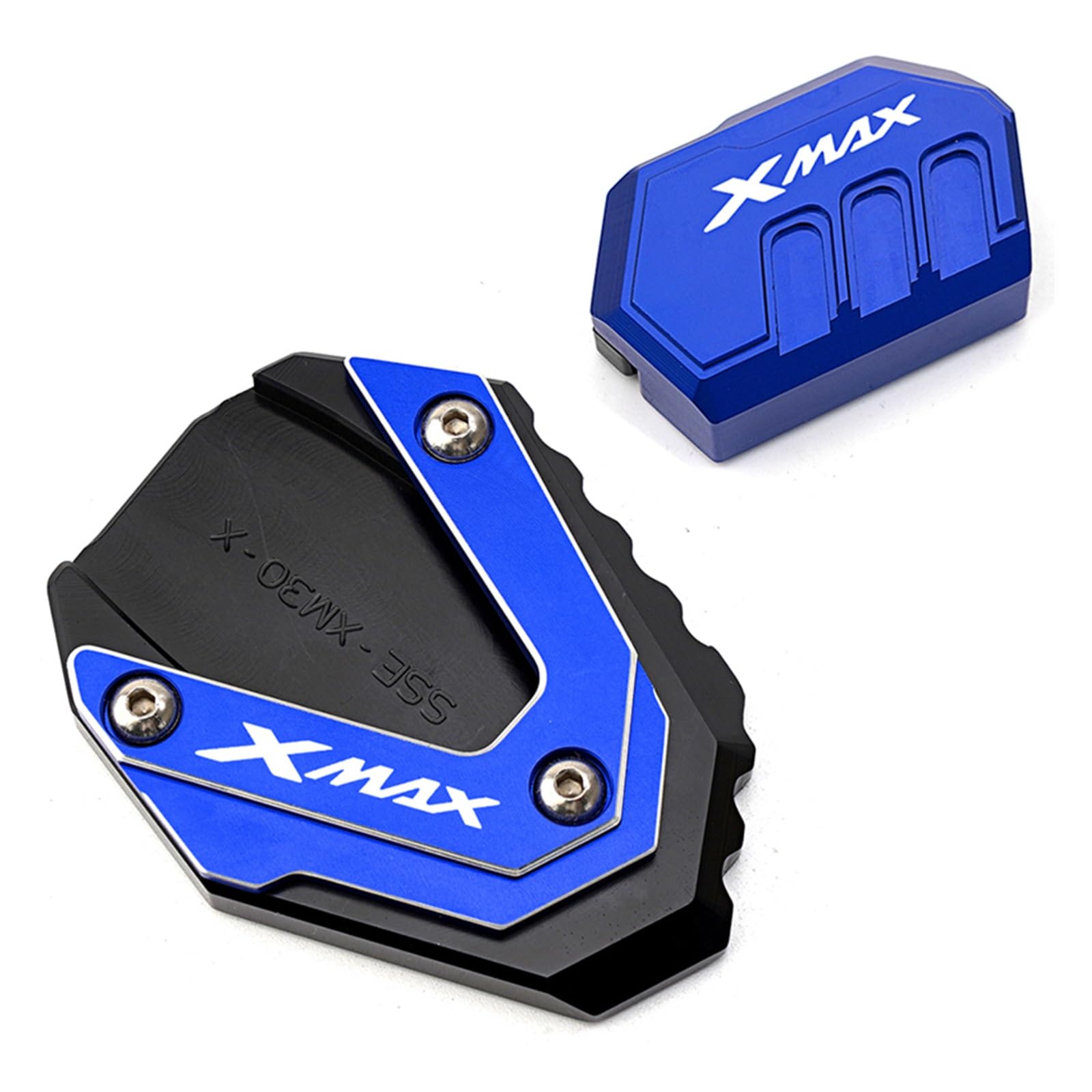 ZAANU Piastra Supporto Moto Cavalletto Cavalletto Laterale di Estensione Ingranditore Pad Staffa Laterale per Xmax X-Max 125 250 300 400 XMAX300 (Color : Blu, Size : 2