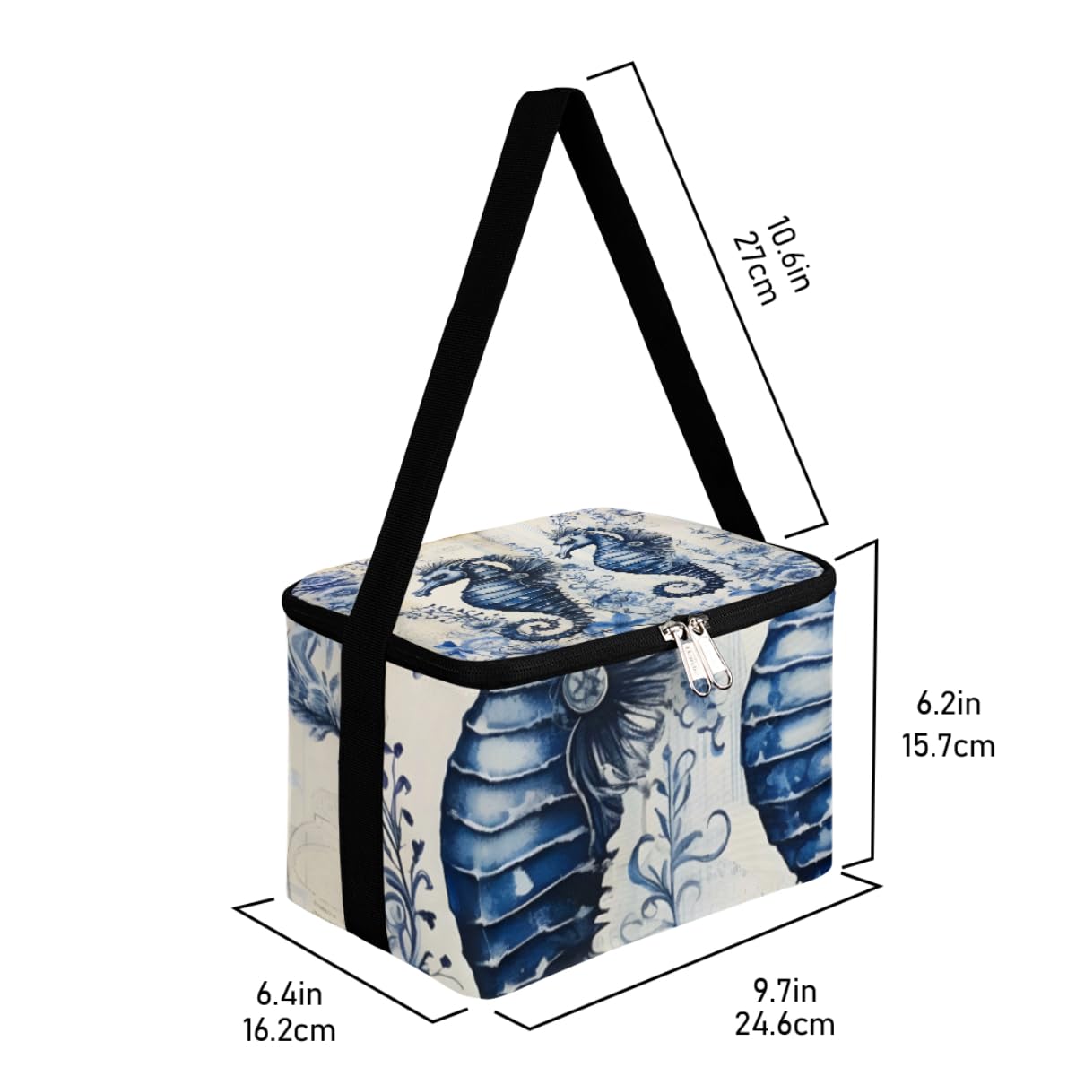 GzLeyigou Lunch Bags for Women Men 9 Cans,Seahorse Hot & Cold Food Delivery Bag Insulated Grocery Bag Insulated Lunch Box Underwater Seahorse Cooler Bag for Office Work Picnic Beach