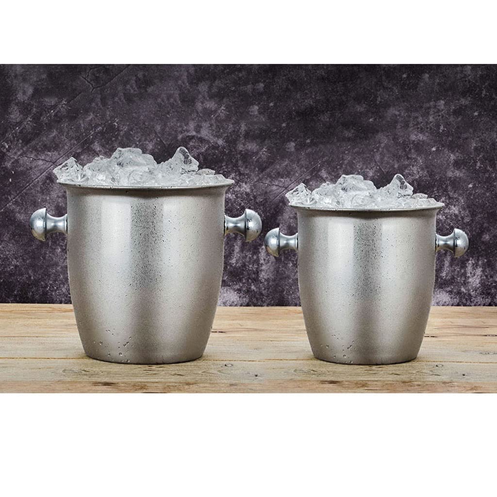 Cubiteras Cubo de Hielo de Acero Inoxidable de Doble Capa con Mango de cóctel Cubierta de Cerveza Restaurante Champagne Bucket Party Bucket Cubo de Hielo térmico (Size : Small)