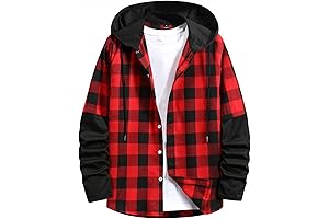 Men's Camp Night Berber Lined Hooded Flannel Shirt Jacket