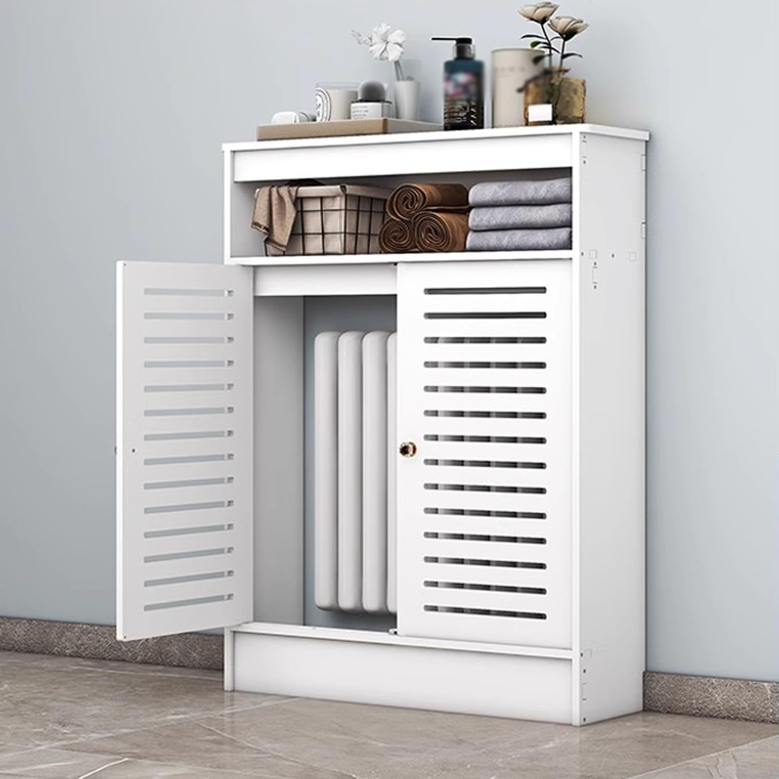 Cubierta De Radiador, Cubre Radiador De Madera, Cobertura para Radiadors con Puerta,Mueble Estante De Pared para Radiador con Cajón,Tapa Radiadores Calefaccion per Soggiorno(L50xH90xT20cm)