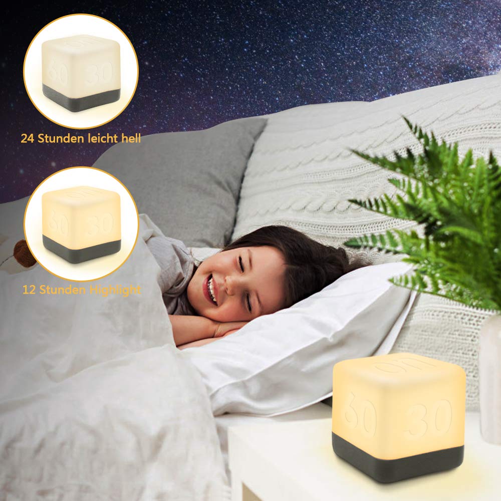 lampka nocna LED, lampka nocna, alarm, 6 trybów inteligentnego budzika, 2 poziomy jasności, lampka nocna do czytania, ochrona oczu podczas snu, dla dzieci