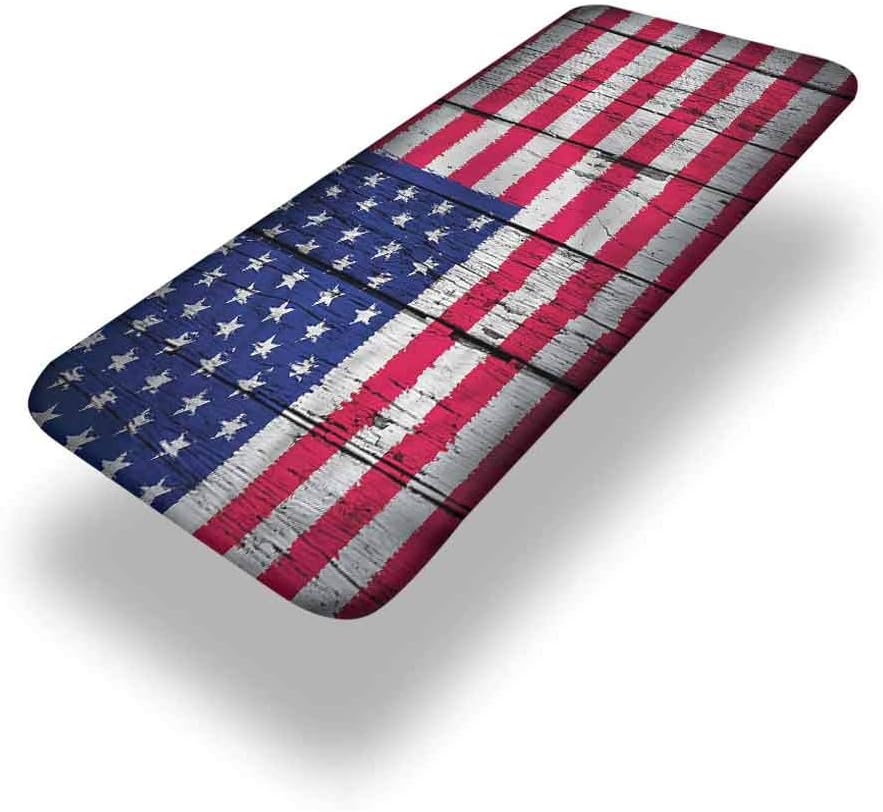 LCGGDB USA Polyester Picnic Table Fitted Tablecloth Cover,July Fourth Freedom Day Elastic Edged Picnic Table Covers,36in x 96in (8ft),for Christmas Parties