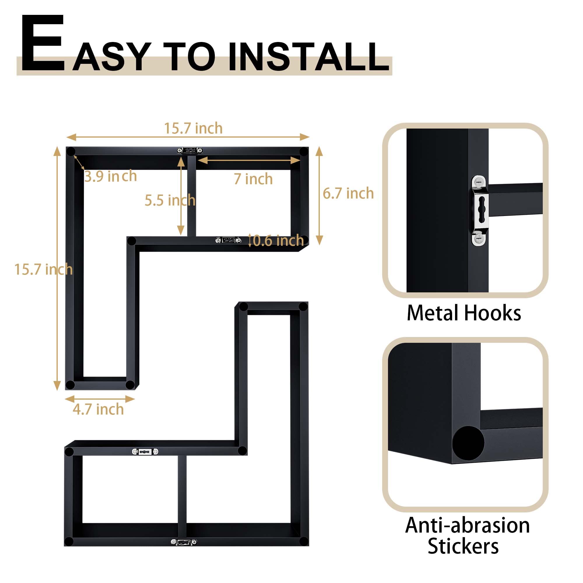 Rectangular Box Shelf Black Rectangle Box Shelf