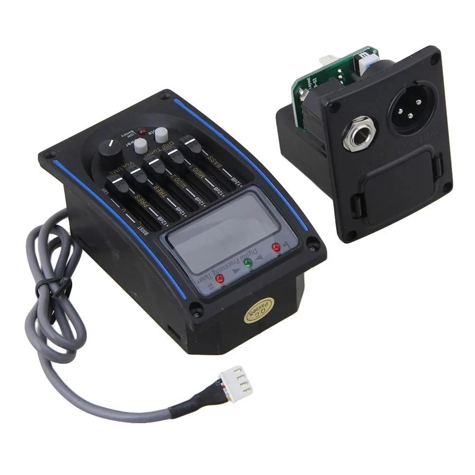 EQ Für Akustikgitarre 4-Band-Piezo-Vorverstärker Mit Tonabnehmer 4/5 Mit Anzeige Für Niedrigen Batteriestand Professioneller Tonabnehmer für Akustikgitarre(5 Way)