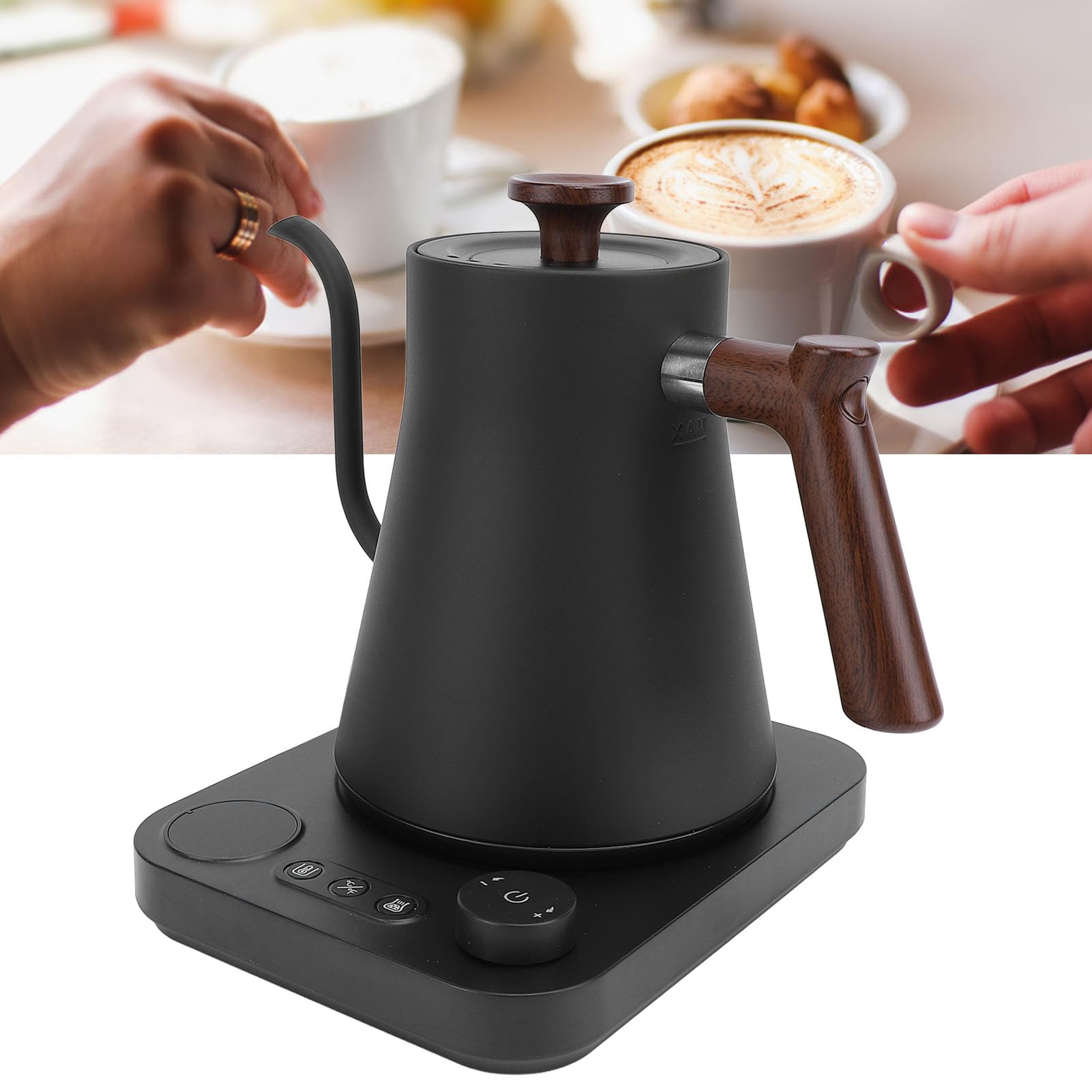 CHICIRIS Bollitore Elettrico a Collo di Cigno 1200W Teiera con Controllo Preciso della Temperatura in Acciaio Inossidabile 304 Versare Sul Bollitore per caffè con Timer Schermo (Spina europea 220 V)