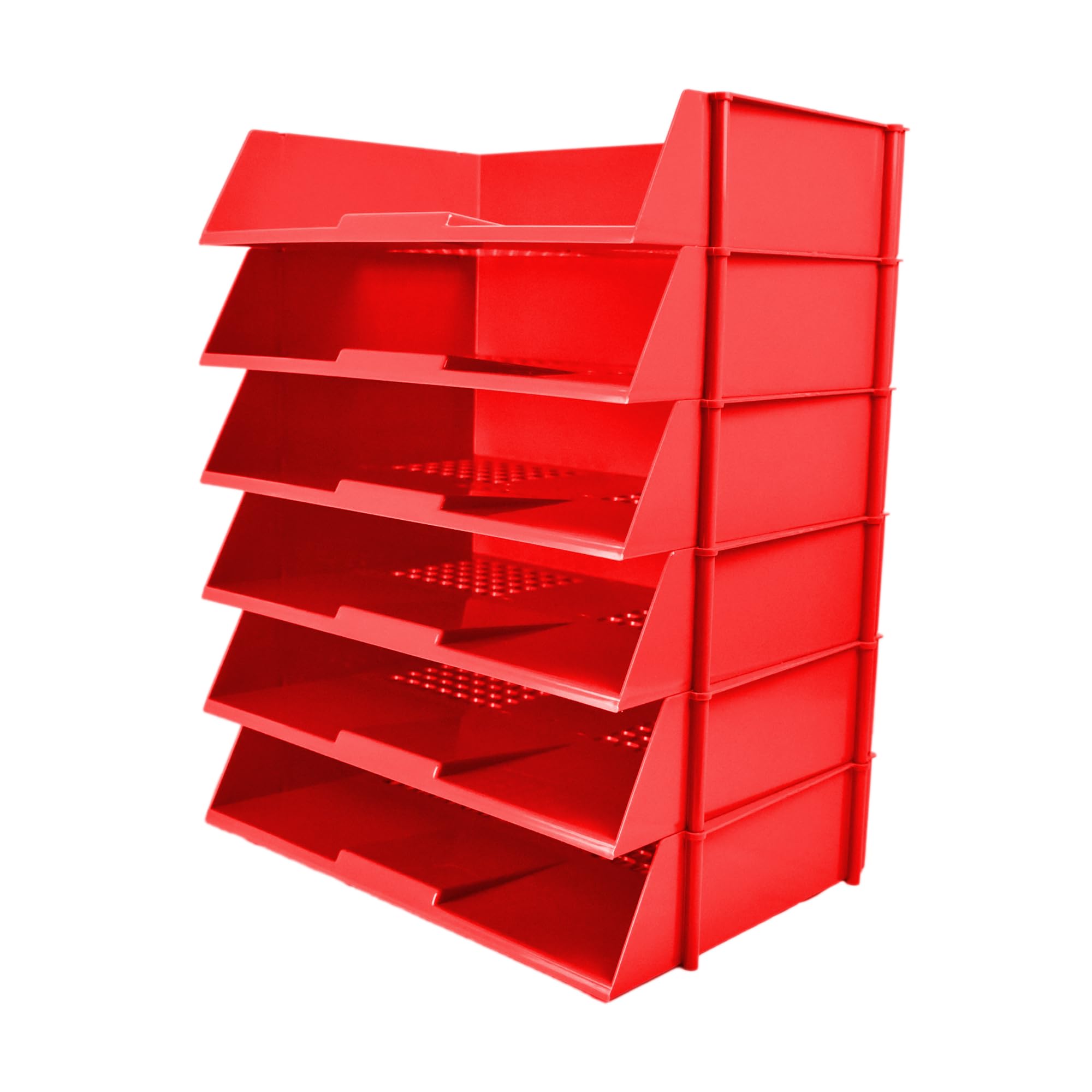 Deflecto A4 Pk of 6 x Essential Wide Letter Tray In Red, A4 paper tray organiser, letter organiser storage, desk trays - CP028YTREDX6 - Pk of 6