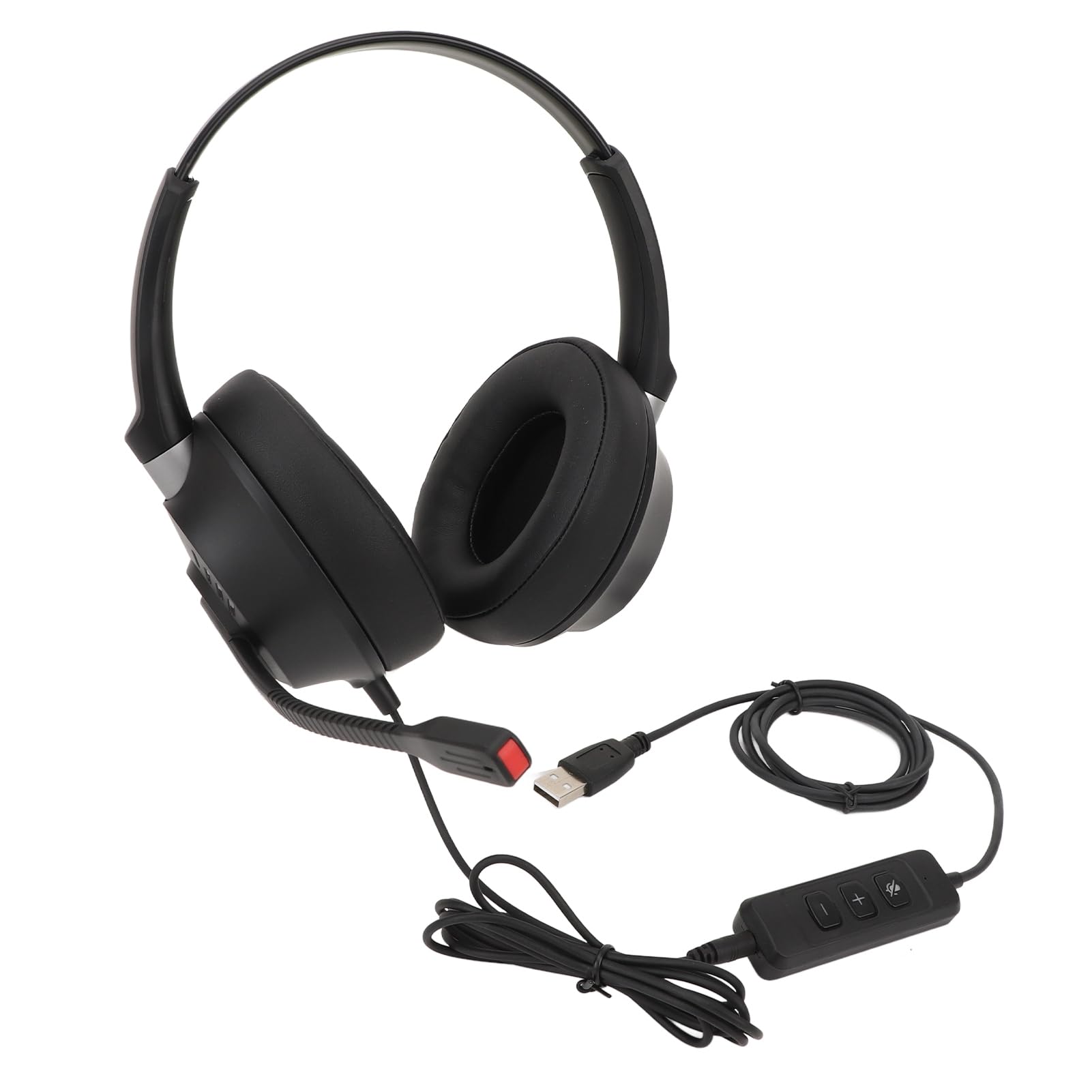 Schimer Auriculares de Teléfono con Micrófono con Cancelación de Ruido de Doble Oído para Centro de Llamadas, Oficina, PC y Portátil, Color Negro