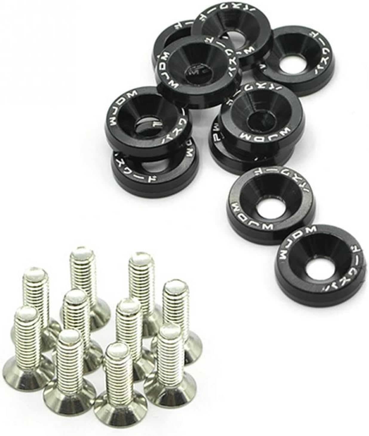 Wheel Lug Nut Universal 20PCS M6 Car Styling Modification JDM Sticker Stickers Password Fender Washer License Plate Bolts Auto Accessories Wheel Nut Caps (Color : Silver), AITEXI9314
