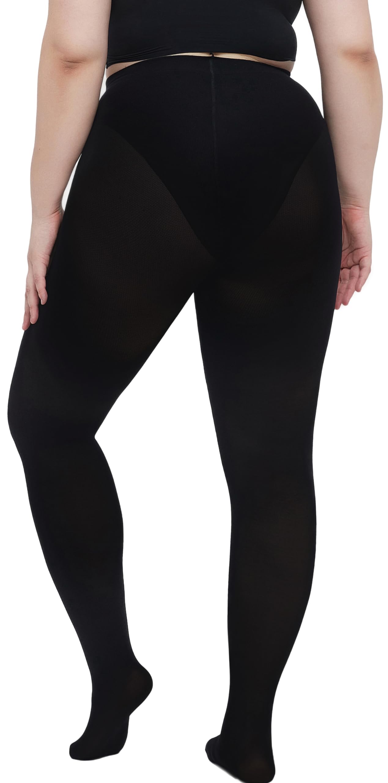 Damskie rajstopy plus size jednolity kolor nieprzezroczyste rajstopy rozciągliwe rajstopy z wysokim stanem, 2 czarne, XL