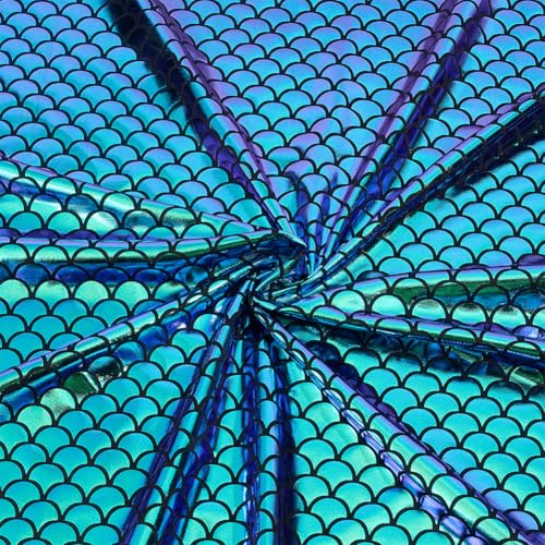 CABODYALS 150 cm x 100 cm Tela con lentejuelas azul escama de pez Escamas de sirena Tela brillante Tema sirenas Tela brillante para coser Vestidos Decoración Accesorios de ropa Manualidades DIY
