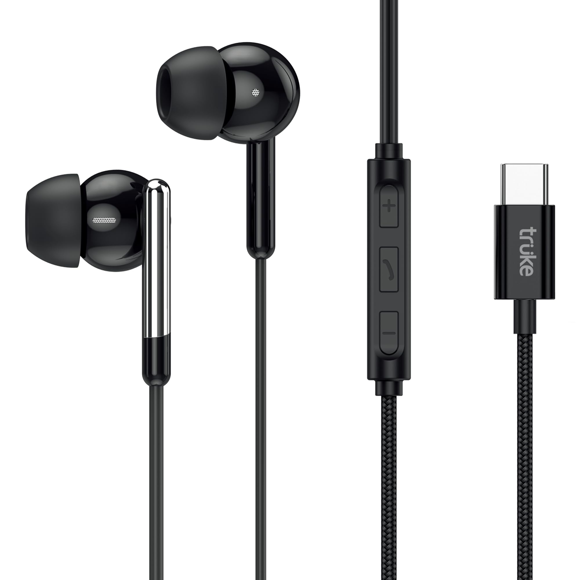 truke Bass H1 Premium in-Ear Type-C Wired Earphones w/ 13mm Titanium Drivers, Rich Deep Bass, Smart in-Line Controls for Music & Calls, Built-in HD Mic, Lightweight Design & Tangle-Free Cable (Black)-image-7