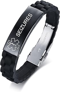 VNOX Medical Alert Bracelets for Men & Women Kids with Free Engraving Adjustable Stainless Steel Mesh Emergency Medical ID Bracelets Wristband