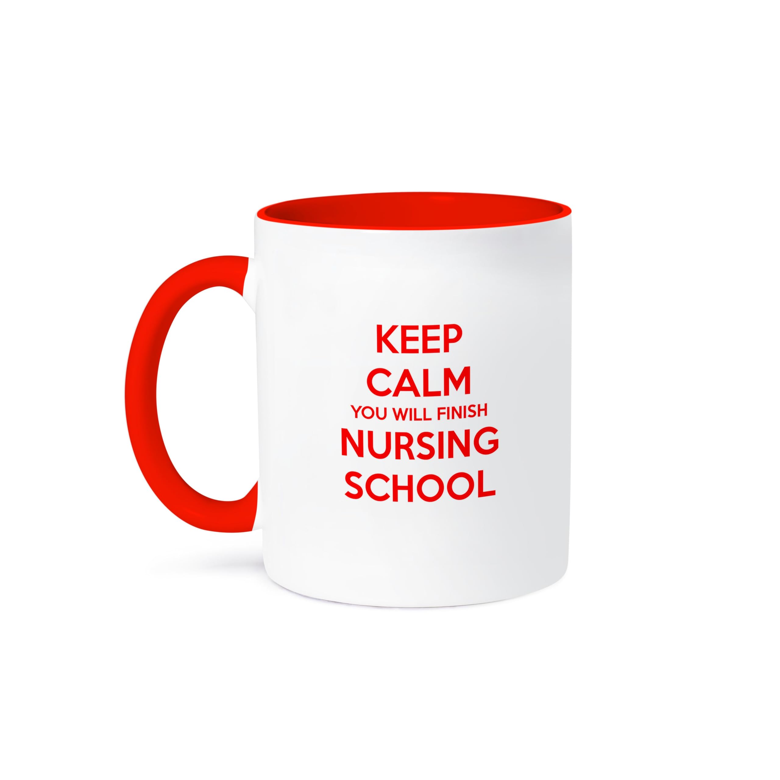 3dRose mug_216316_5 Keep Calm You Will Finish Nursing School Mug, 11 oz, Red