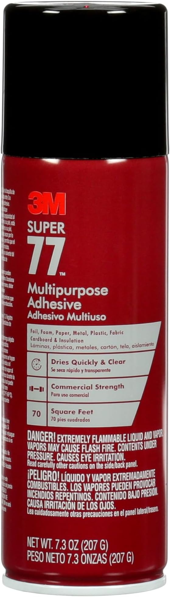 Super 77 Multipurpose Spray Adhesive, 7.3 oz., Provides Secure Bond In 15 Seconds, Dries Clear, Ideal For Plastic, Glass, Paper, Fabric, Wood, Foam, Cardboard, Fiberglass & More (77-10)