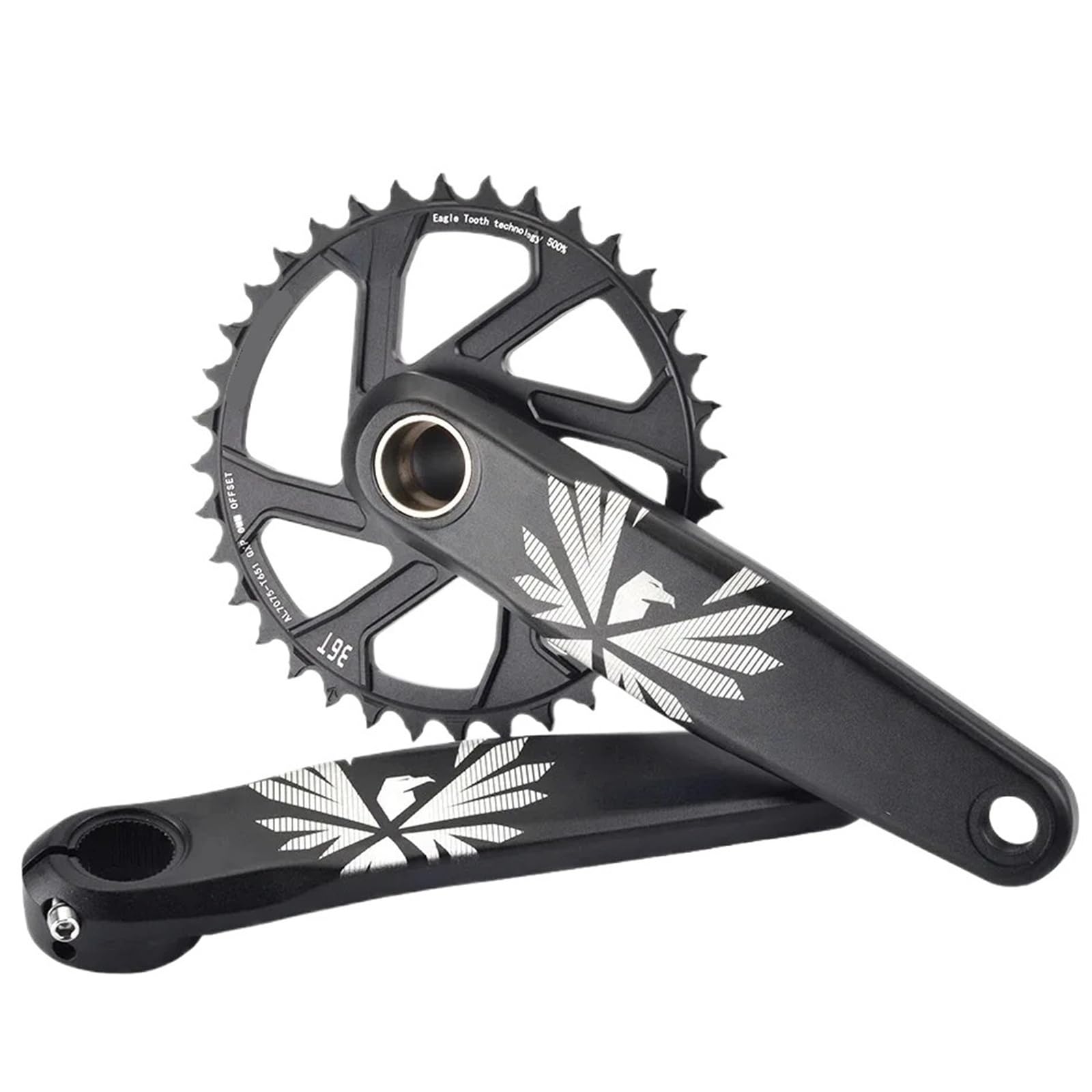 Compatible avec Le pédalier de vélo VTT GOLDIX, 0 degré, 170 mm/175 mm, Alliage d'aluminium, Options de Plateau 30T-38T/18 (Angle de manivelle 36T, 170 mm)