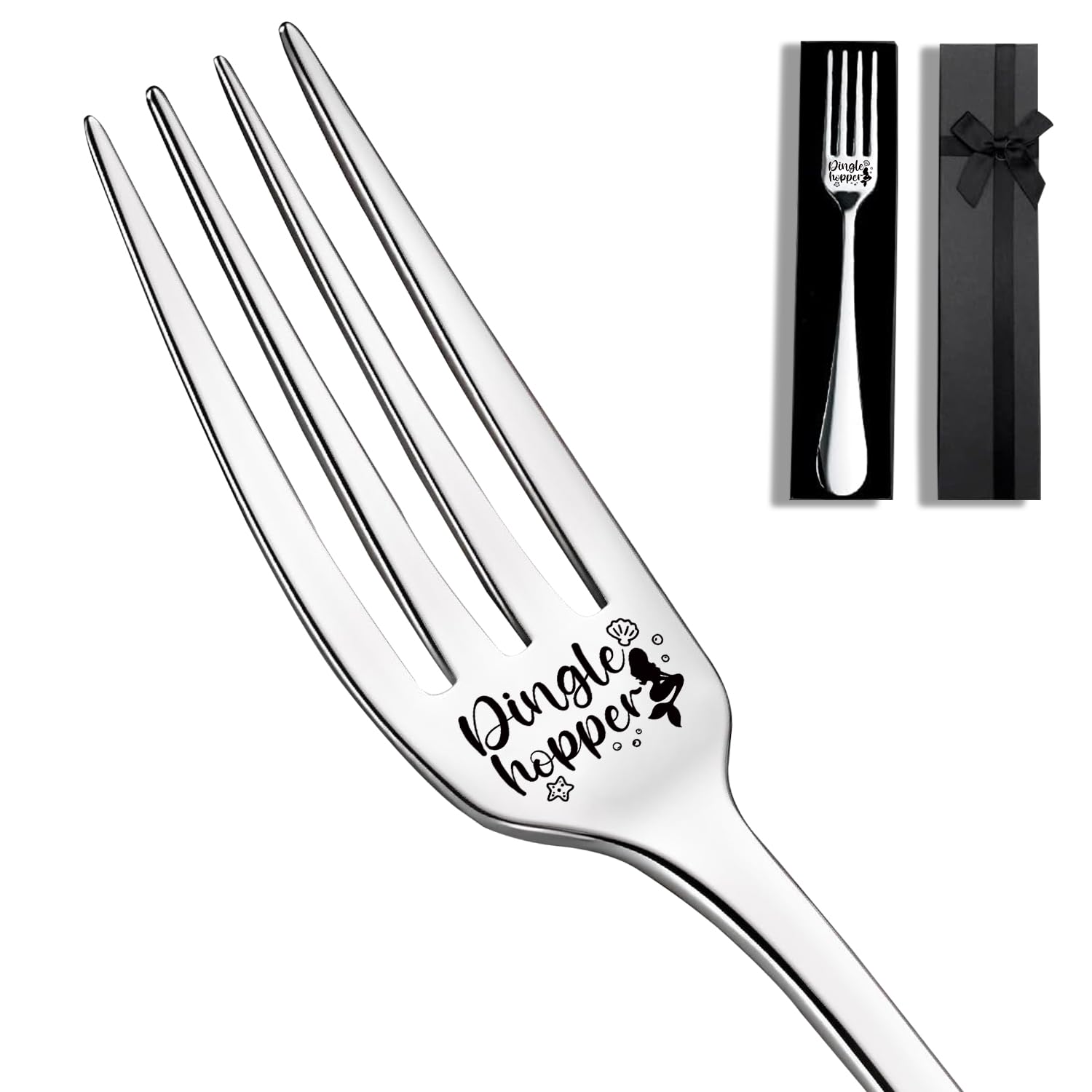 Funny Dingle Hopper Engraved Stainless Steel Forks, Mermaid Gifts for Women