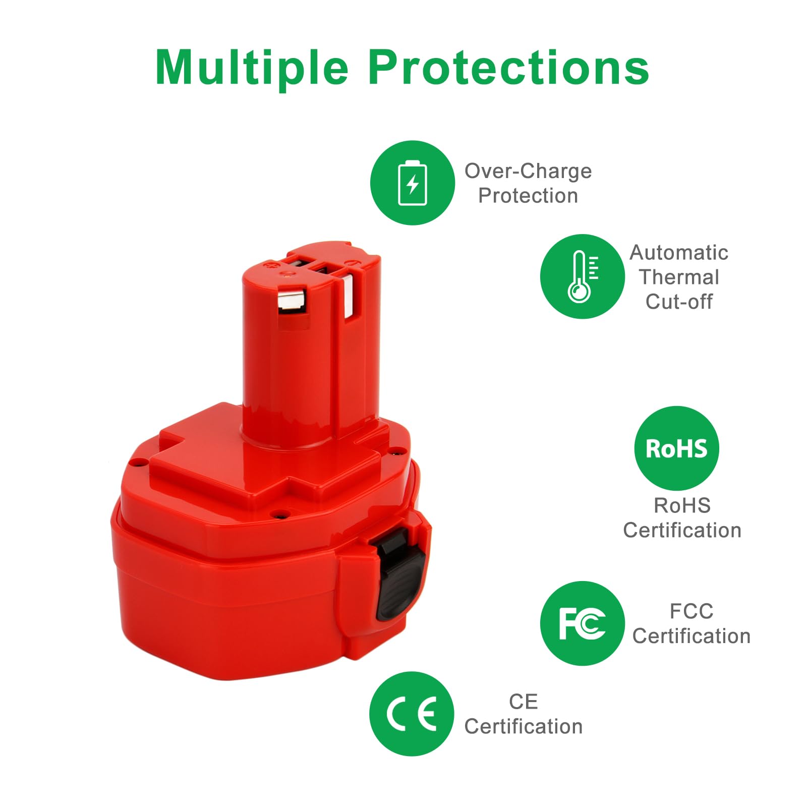 LENOGE 14,4V 3000mAh Ni-MH Batterie de Remplacement pour Makita PA14 LENOGE 14,4V 3000mAh Ni-MH Batterie de Remplacement pour Makita PA14