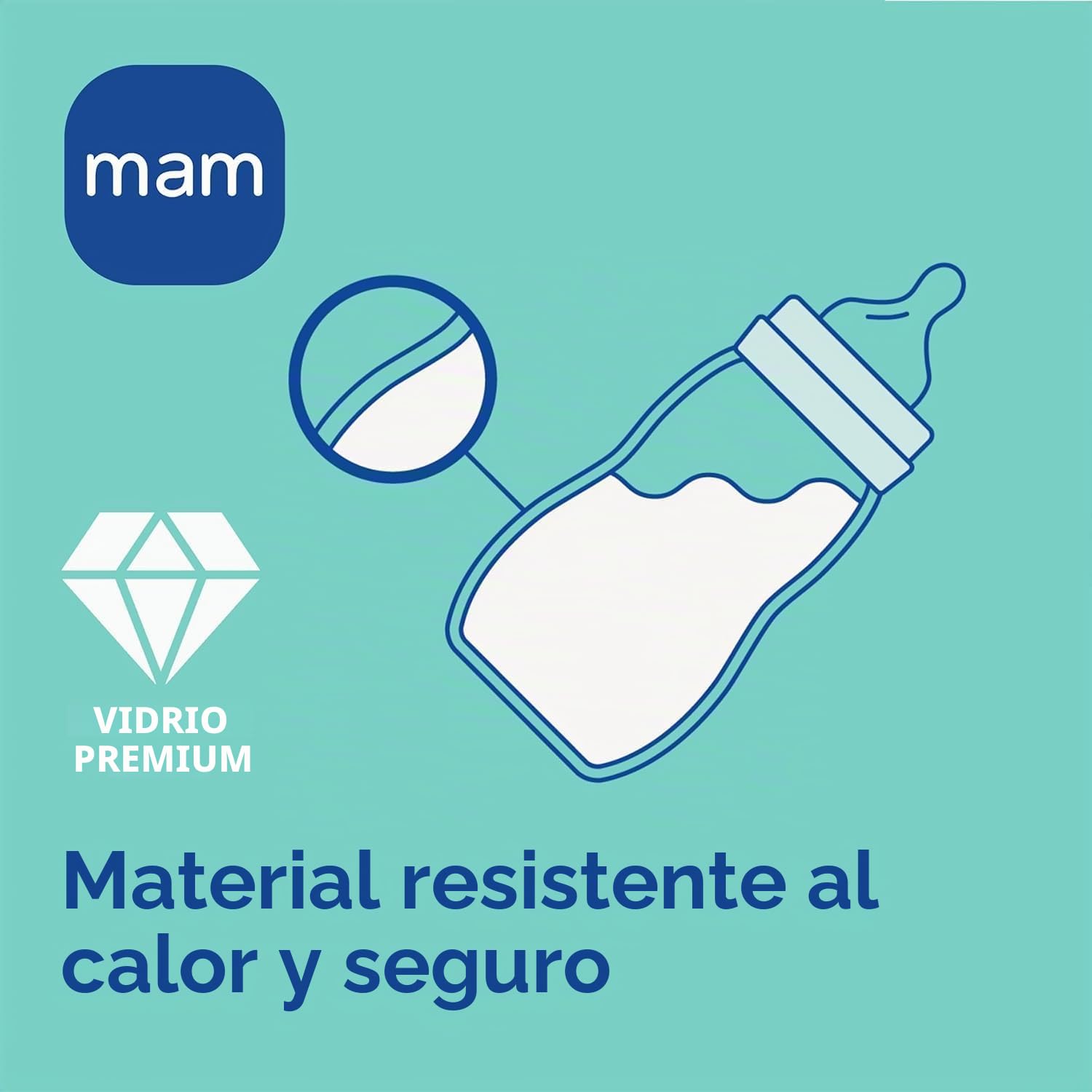 MAM Feel Good Glass Bottle Neutral - Botella de cristal (260 ml, incluye tetina, tamaño 1, 2 unidades)