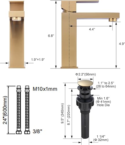 Miniatura 6 de Grifo de Baño de Oro Cepillado ARCORA Grifos de Baño Modernos para Lavabo 3 Agujeros 1 Agujero Grifo de Lavabo de Tocador con Placa de Cubierta y