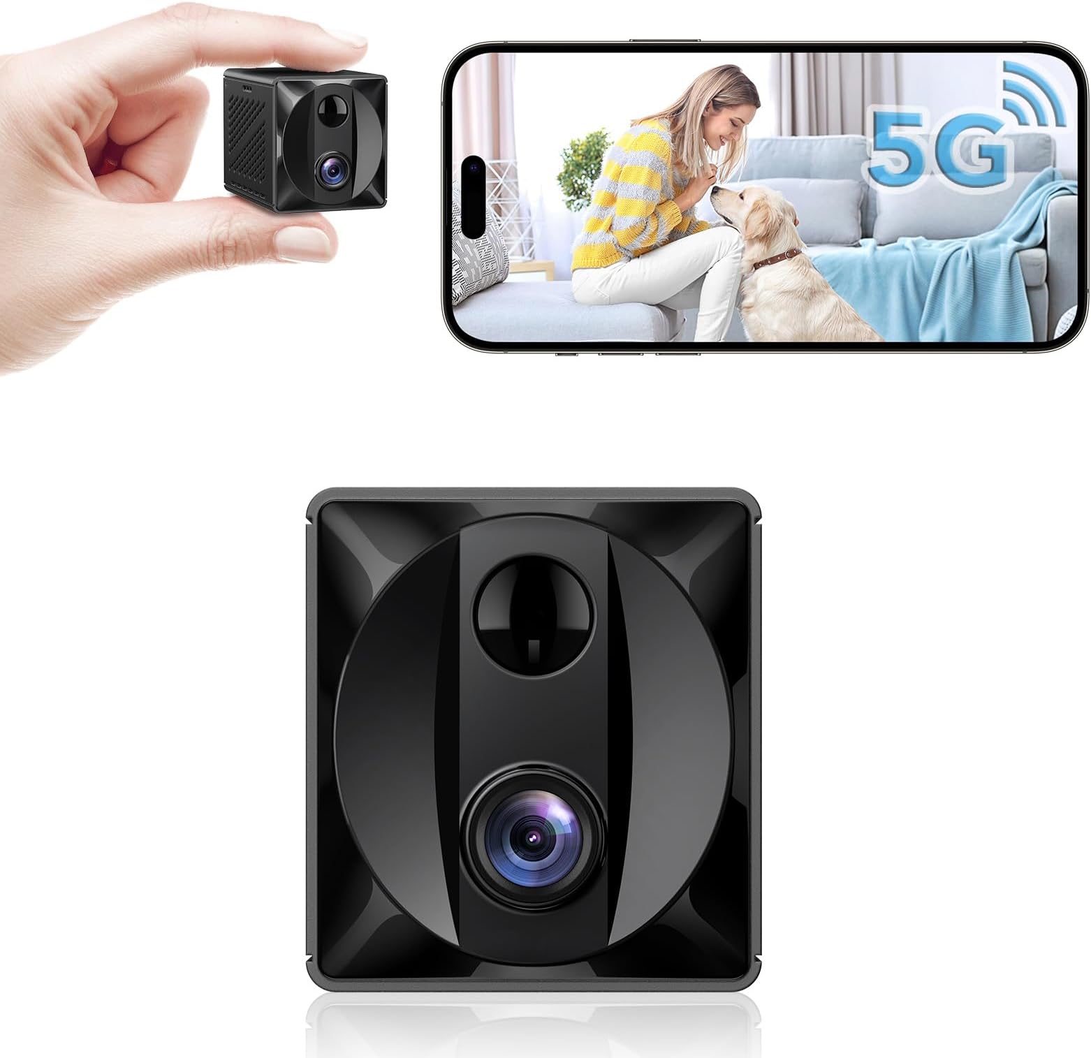 2024 Upgraded Mini Spy Camera Hidden Camera,4K WiFi Wireless Camera, 100 Days Standby Battery Life,AI Motion Detection Alerts,Nanny Cam Security Cam for Indoor,Home,Baby,Pets, Black, hyj001