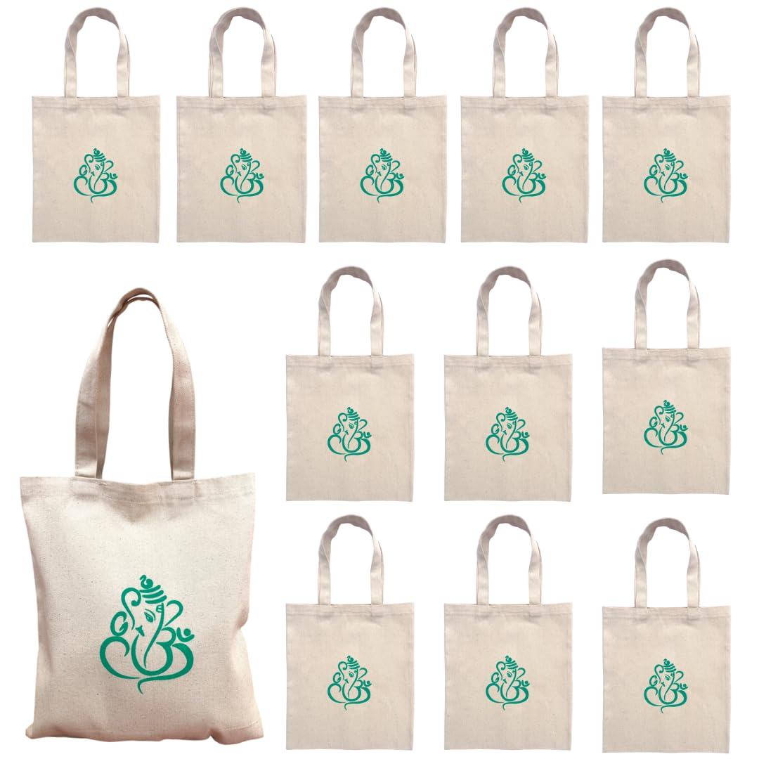 VARU Pack of 12 Cotton Return Gifts Bags for pooja | Thamboolam Bags | Return gift bag for pooja, Weddings, Housewarming, Birthdays | Reusable eco friendly gifts bags for return gifts(25*30 cm) (Diya Design)