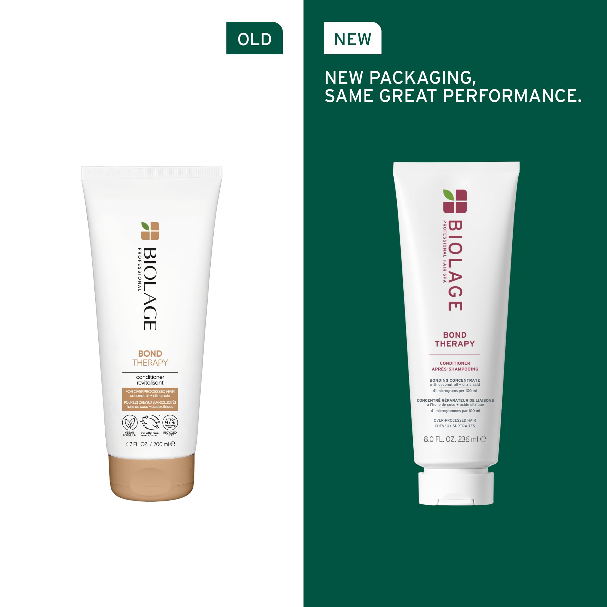 Biolage Bond Therapy Conditioner, Cleansing & Repairing, Enriched with Coconut Oil & Citric Acid, For Over-Processed Hair, 236ml - Image 2